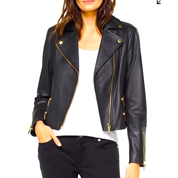Michael Kors Leather Moto Jacket - Picture 1 of 10